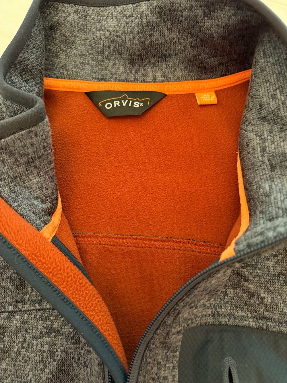 Orvis Men's Navy Heather Zip-Front Performance Jacket with Chest Pocket - Picture 5 of 6